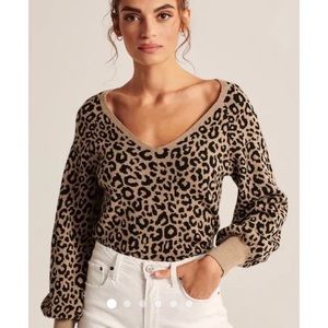 Abercrombie Leopard Puff Sleeve Sweater